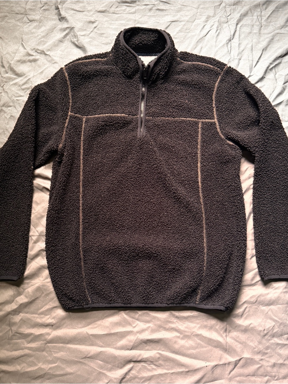 Men's Black Sherpa Half-Zip Pullover Sweater